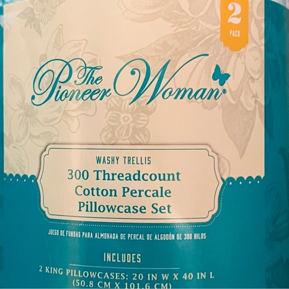 The Pioneer Woman Washy Trellis Cotton Pillow Cases King Size (4) NWT - Picture 8 of 8